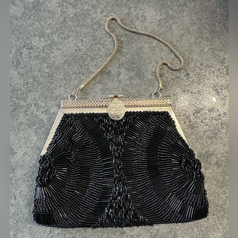 Vintage Beaded Artel Purse with Clasp and Chain Strap